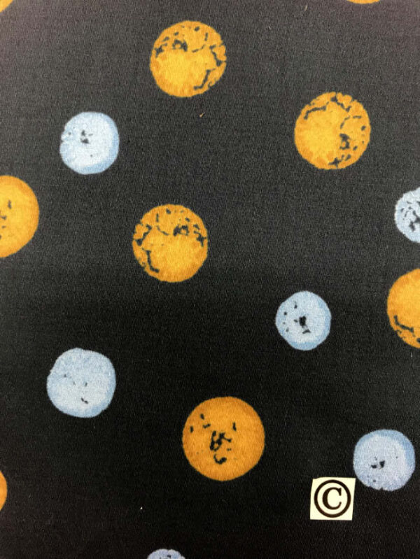 Cotton satin, dots, dark blue