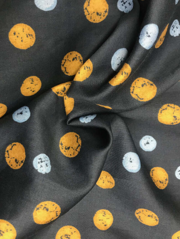 Cotton satin, dots, dark blue - Image 2