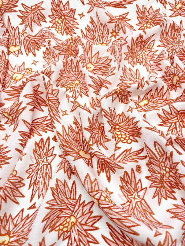 Crepe de Chine BIO Seide, Blumenprint, Écru