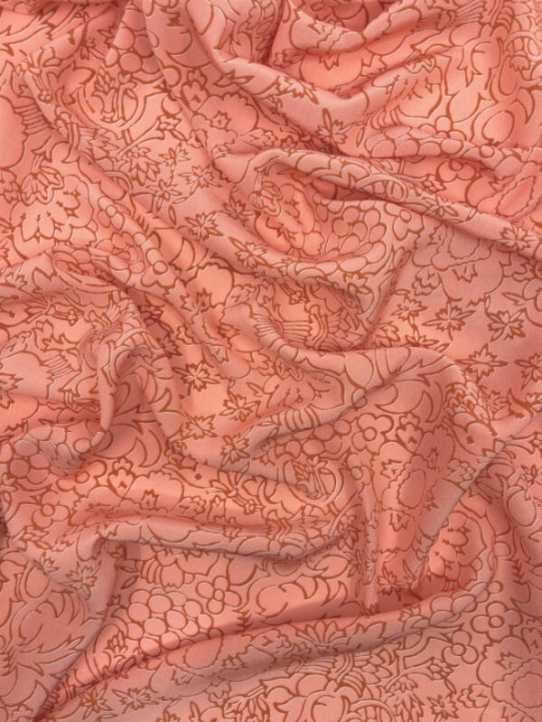 Crepe de Chine BIO Seide, Blumenprint, Helles Lachs