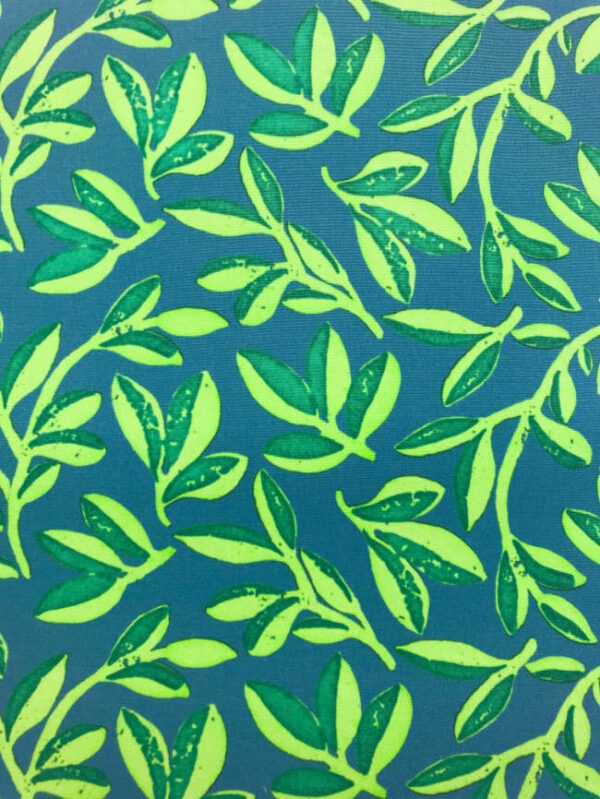Silk crepe de chine, leaves / plants, green