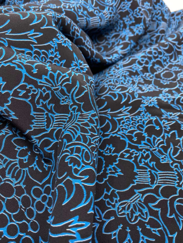 Silk crepe de chine, floral print, black - Image 2