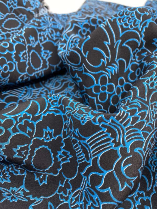 Silk crepe de chine, floral print, black - Image 3