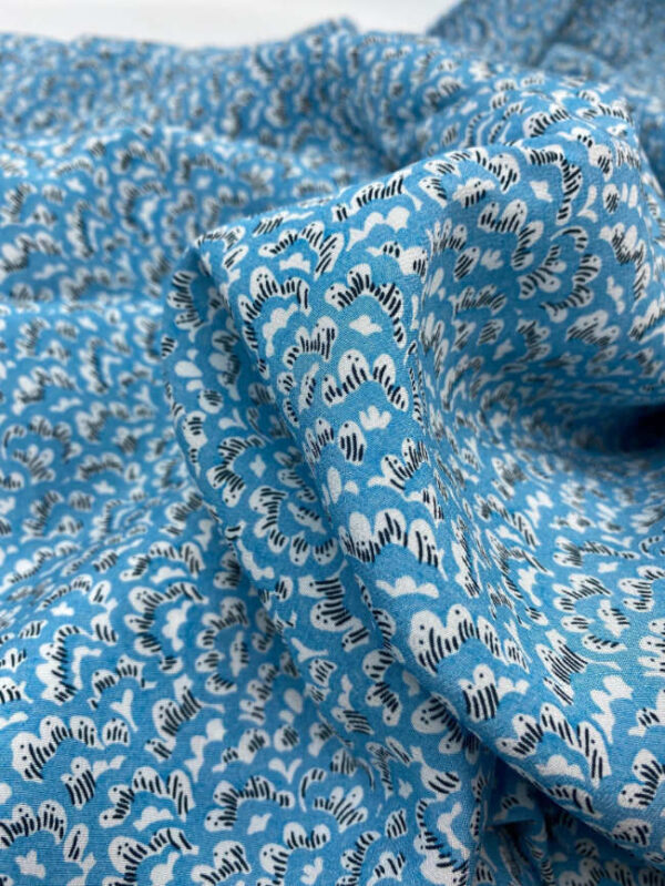 Silk crepe de chine, clouds, light blue - Image 2
