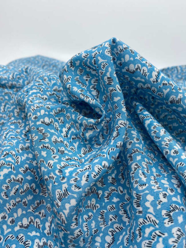 Silk crepe de chine, clouds, light blue - Image 3