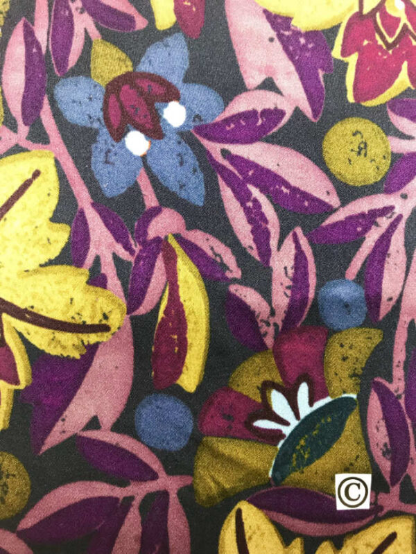 Silk satin, flowers, purple