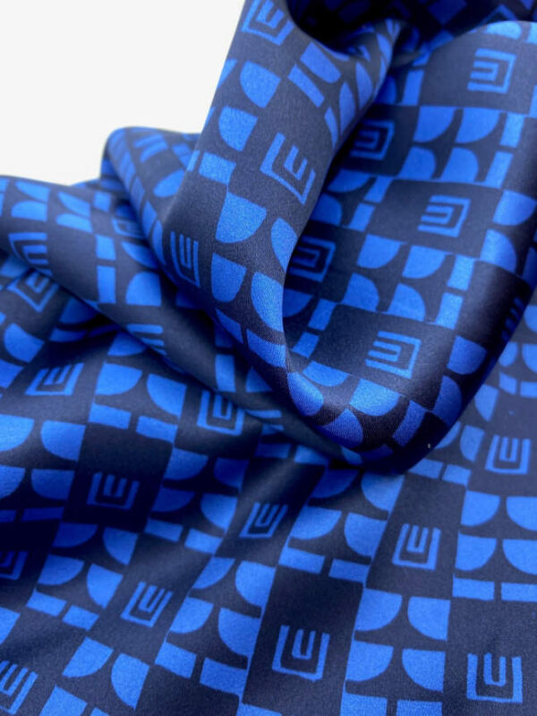 Silk satin, graphic, dark blue - Image 3