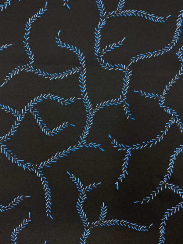 Silk twill, leaf tendrils, black