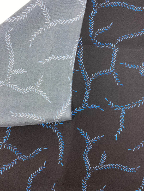 Silk twill, leaf tendrils, black - Image 2