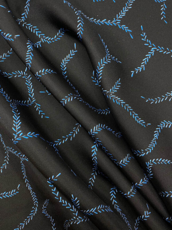 Silk twill, leaf tendrils, black - Image 3
